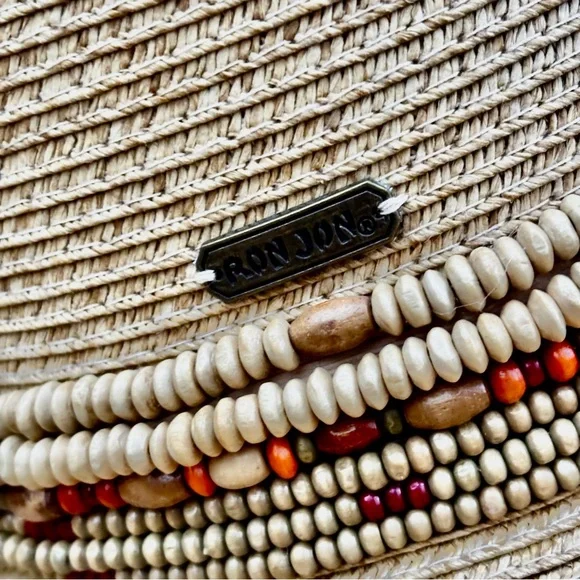 Ron Jon Surf Shop Hat Womens Wide Brim Woven Tan Floppy Festival Sun Beach OS - Picture 6 of 6